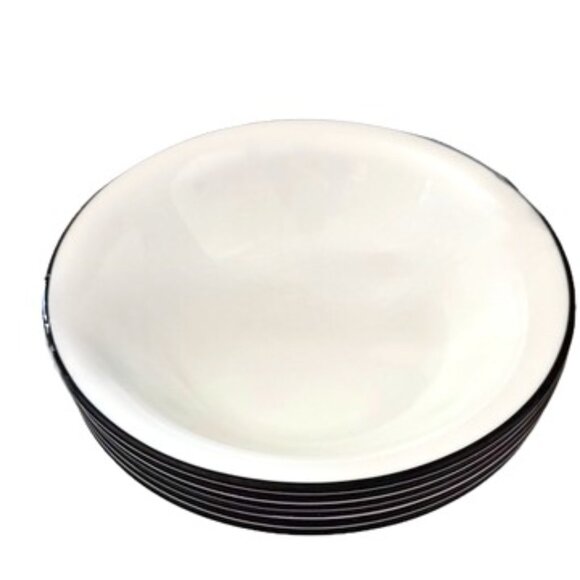 Set of 6 Corelle Vive Nouveau Collection Cereal Bowls White, Black Stripe on Rim - Picture 1 of 3